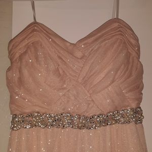 Long Strapless light sparkly Pink dress NEVER WORN